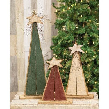 Rustic Wood Pointy Tree 12 3 Asstd - The Fox Decor